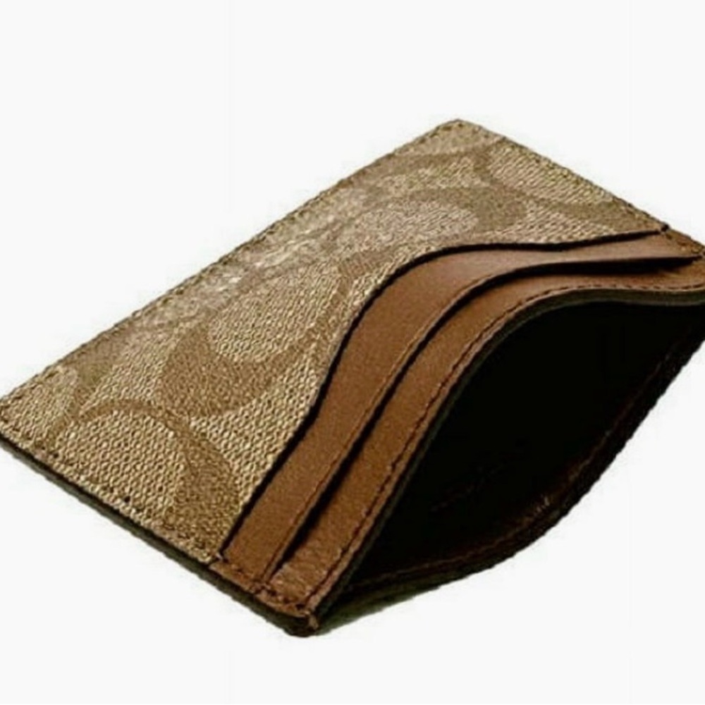 Coach Card Case in Signature Canvas khaki/saddle excellent condition - Picture 3 of 3